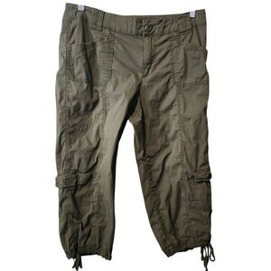 Khakis & Company Capri Pants Womens 10 Green Drawstring Leg Pockets
